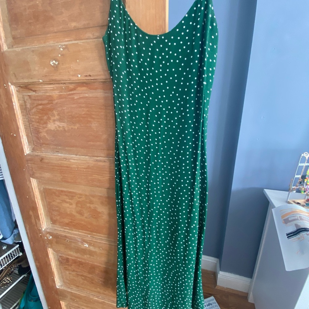 Reformation Green and White Midi Dress